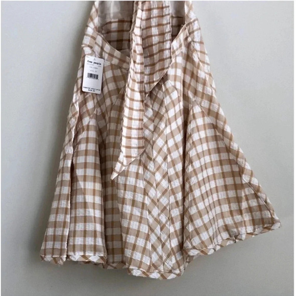 New Free people do the twist halter gingham plaid tea ob1120396 dress retro - Picture 14 of 14